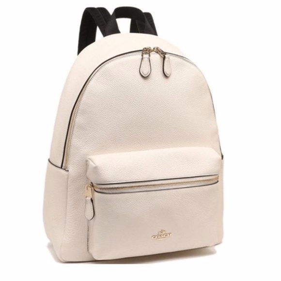 Coach Handbags - Coach Charlie Pebble Leather Backpack in Chalk